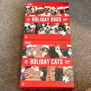 Holiday Dogs and Cats Jigsaw Puzzle Set
